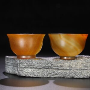 Chinese Natural Jade Carved teacups