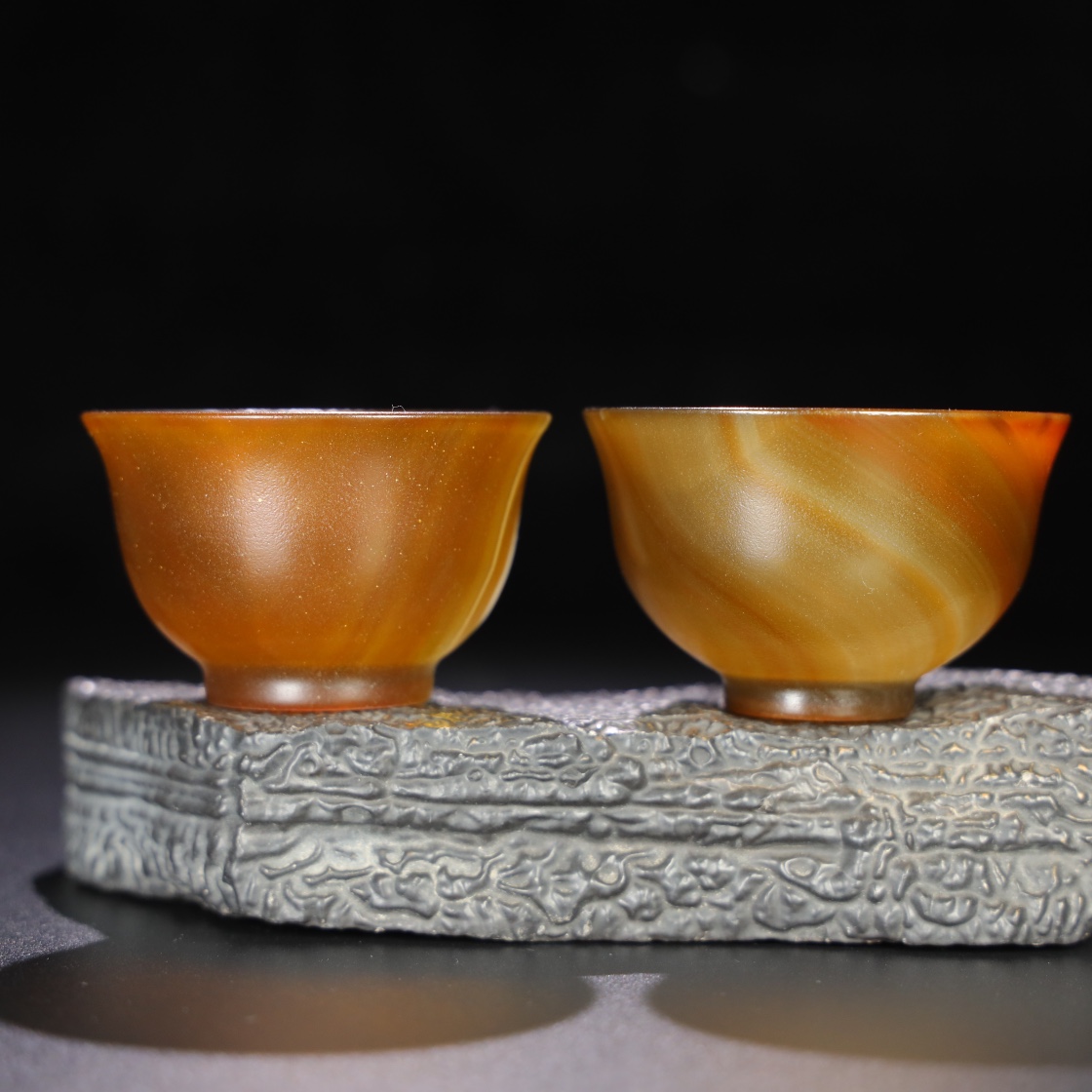 Chinese Natural Jade Carved teacups