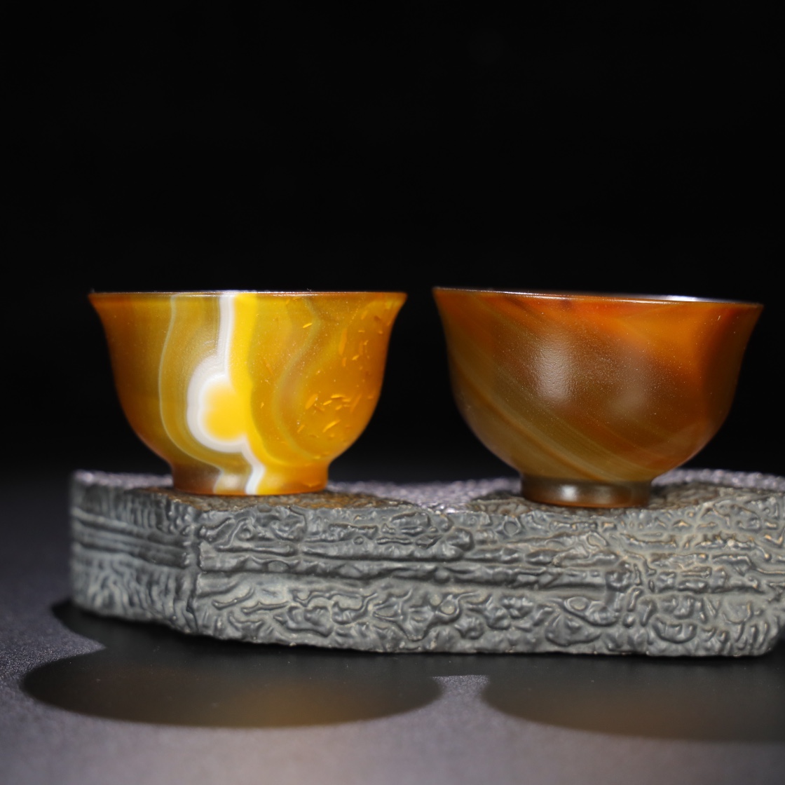 Chinese Natural Jade Carved teacups
