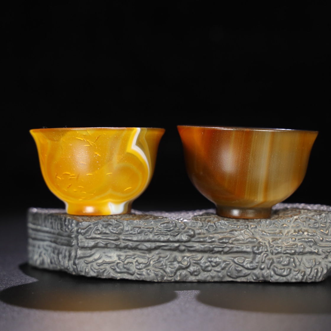 Chinese Natural Jade Carved teacups