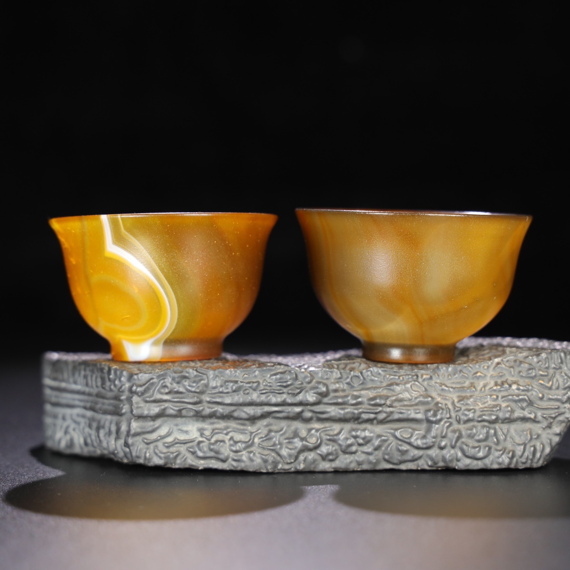 Chinese Natural Jade Carved teacups