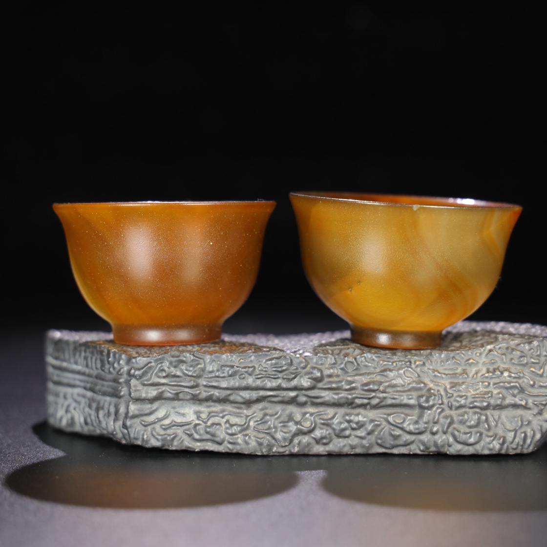 Chinese Natural Jade Carved teacups