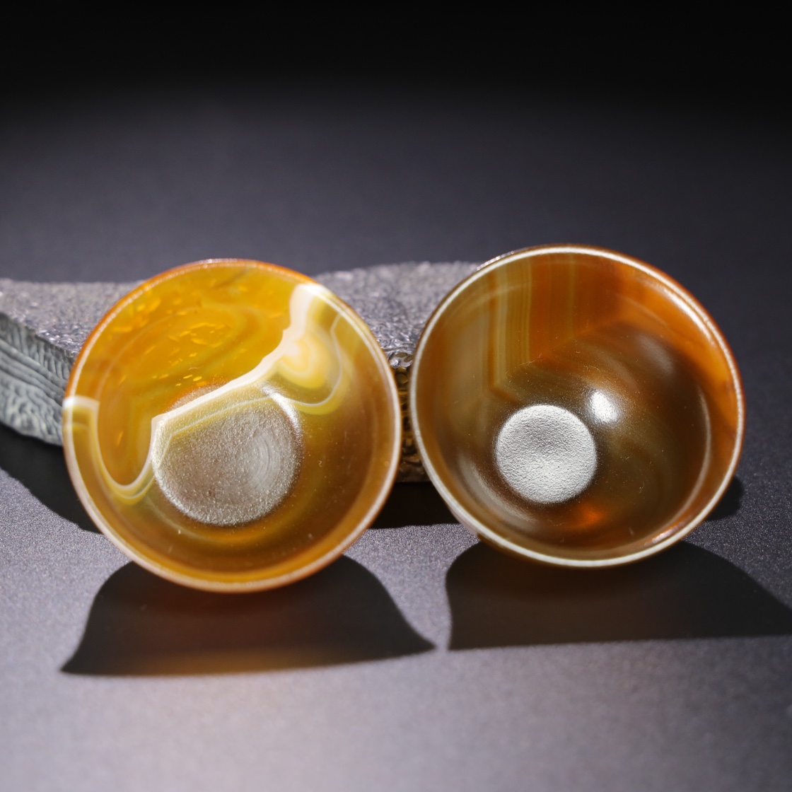 Chinese Natural Jade Carved teacups