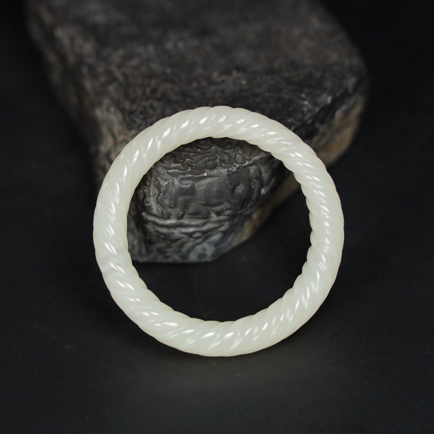 Chinese Natural Jade Carved Cassock rings