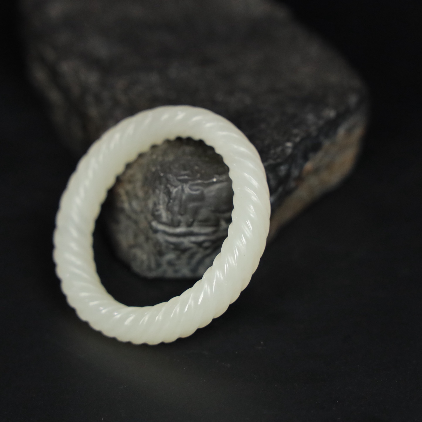 Chinese Natural Jade Carved Cassock rings