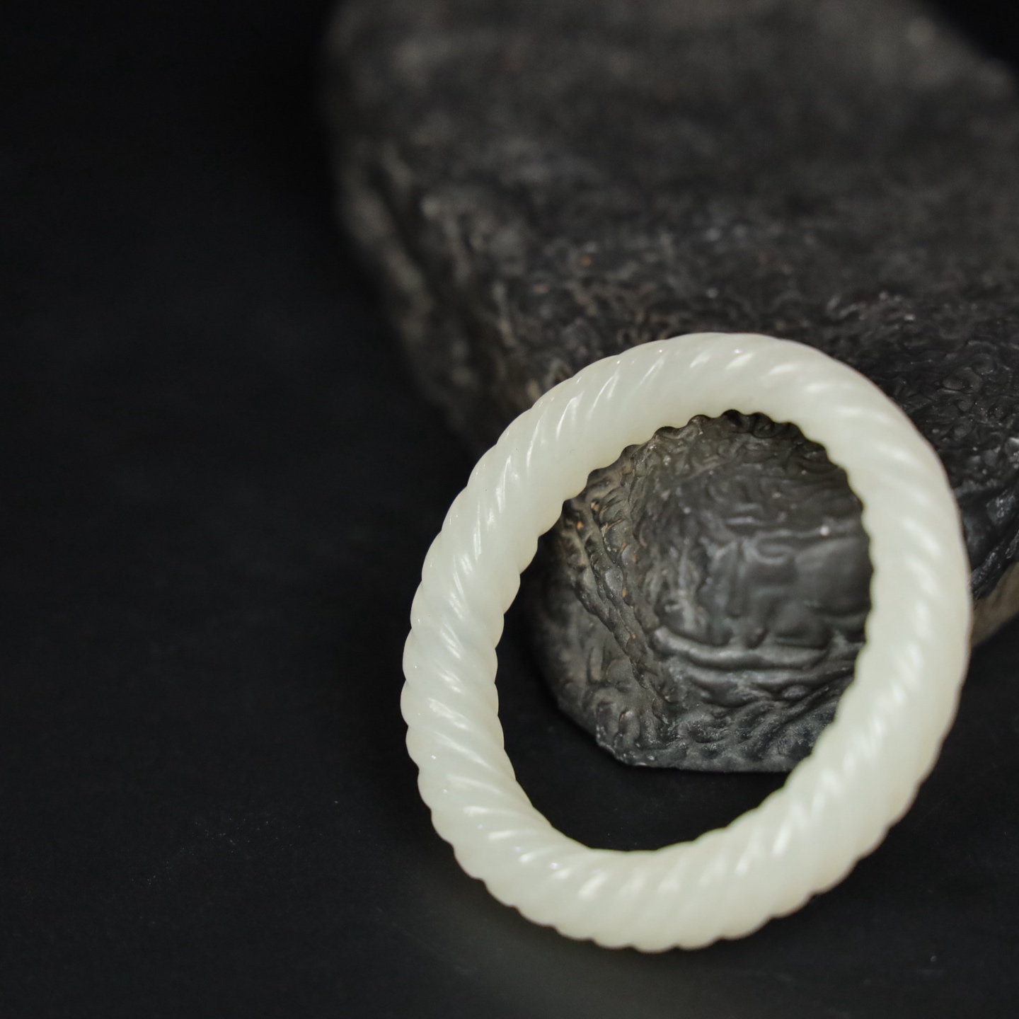 Chinese Natural Jade Carved Cassock rings
