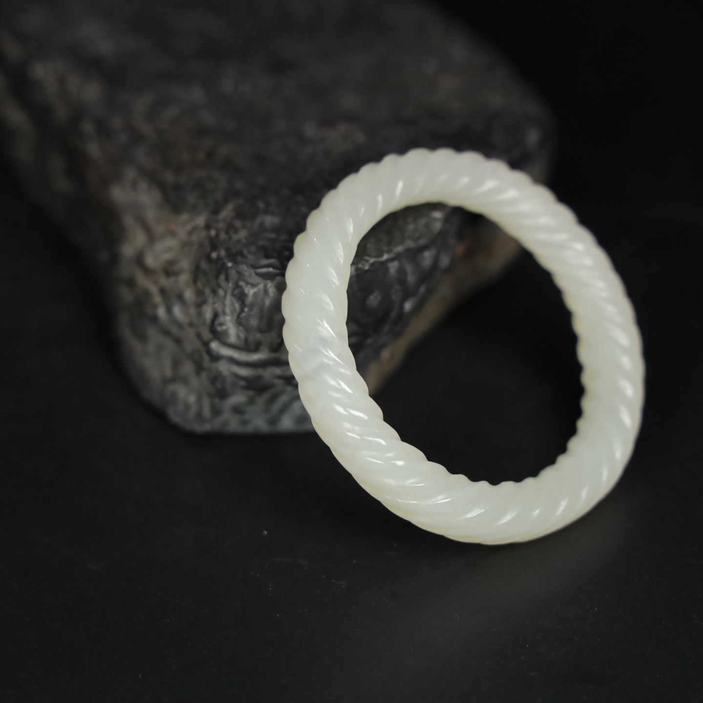 Chinese Natural Jade Carved Cassock rings