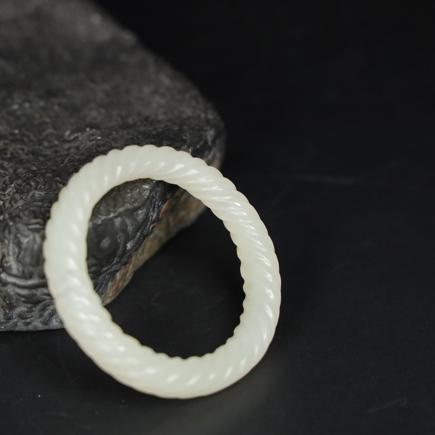 Chinese Natural Jade Carved Cassock rings