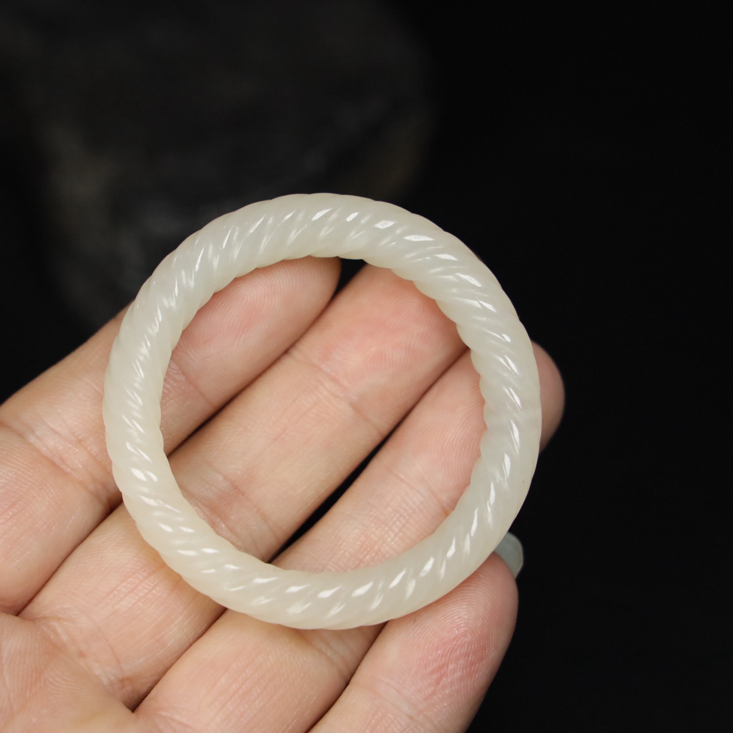 Chinese Natural Jade Carved Cassock rings