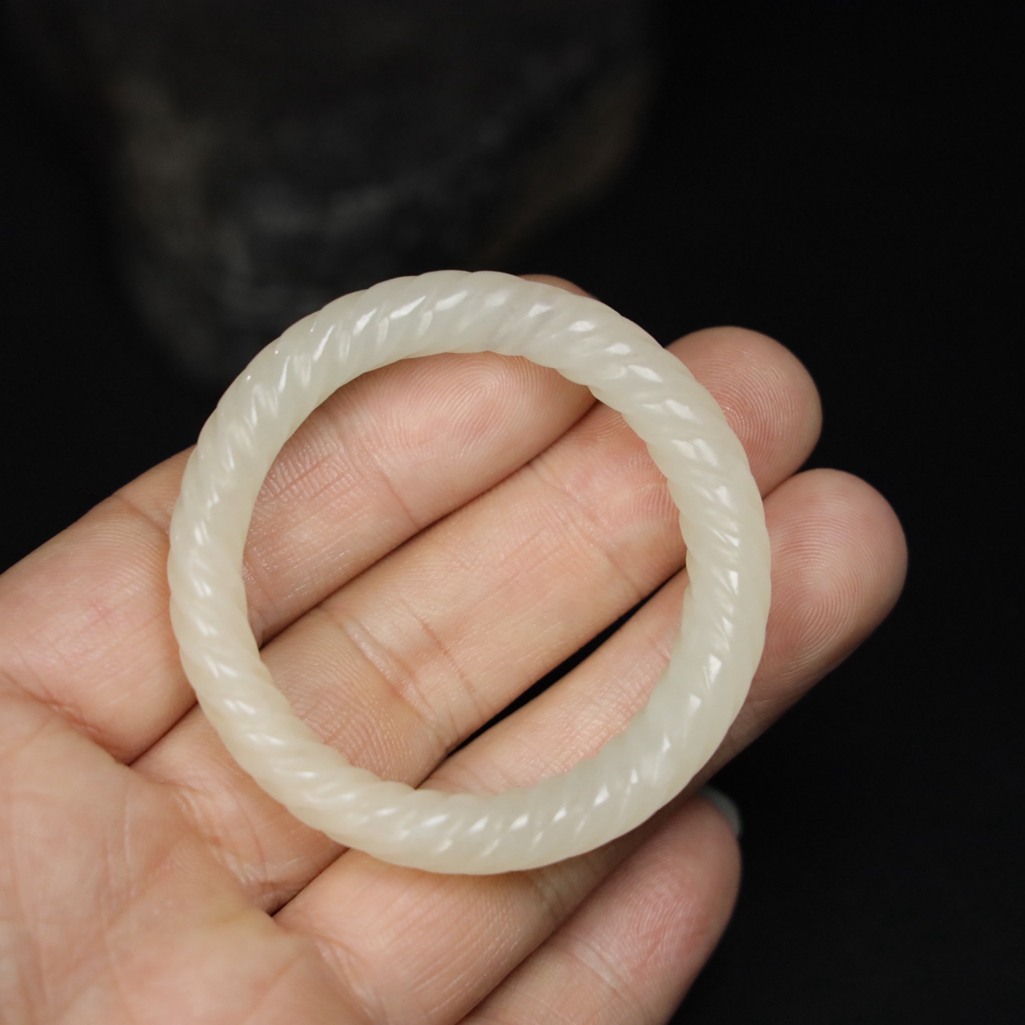 Chinese Natural Jade Carved Cassock rings
