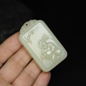 Chinese Natural Jade Carved Buddha Plaque