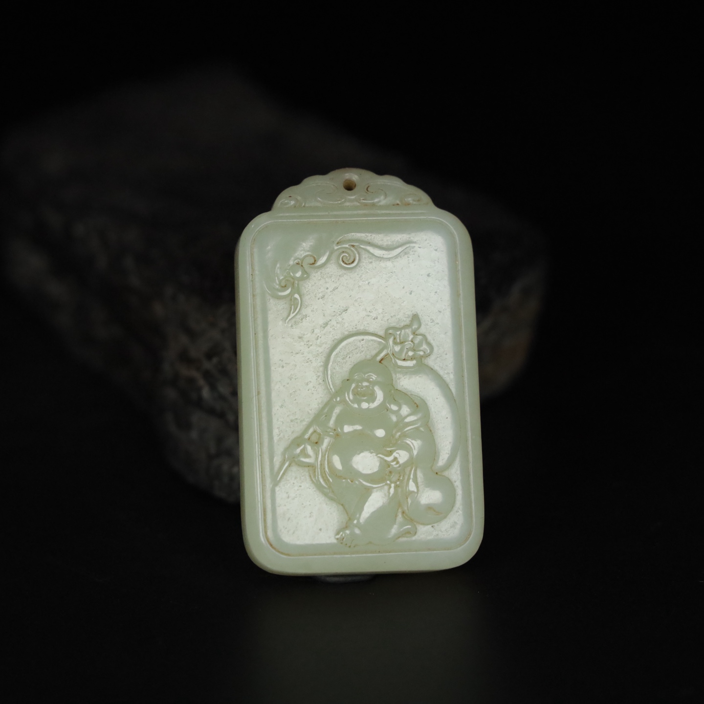 Chinese Natural Jade Carved Buddha Plaque