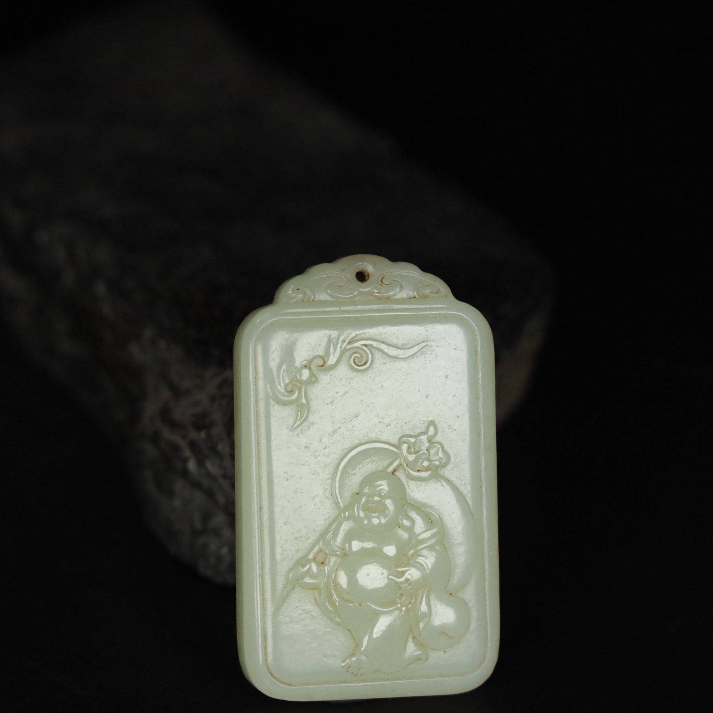 Chinese Natural Jade Carved Buddha Plaque