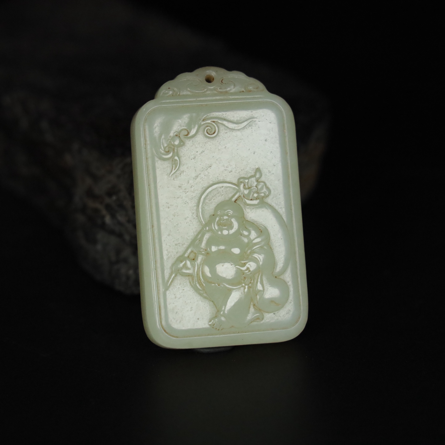 Chinese Natural Jade Carved Buddha Plaque