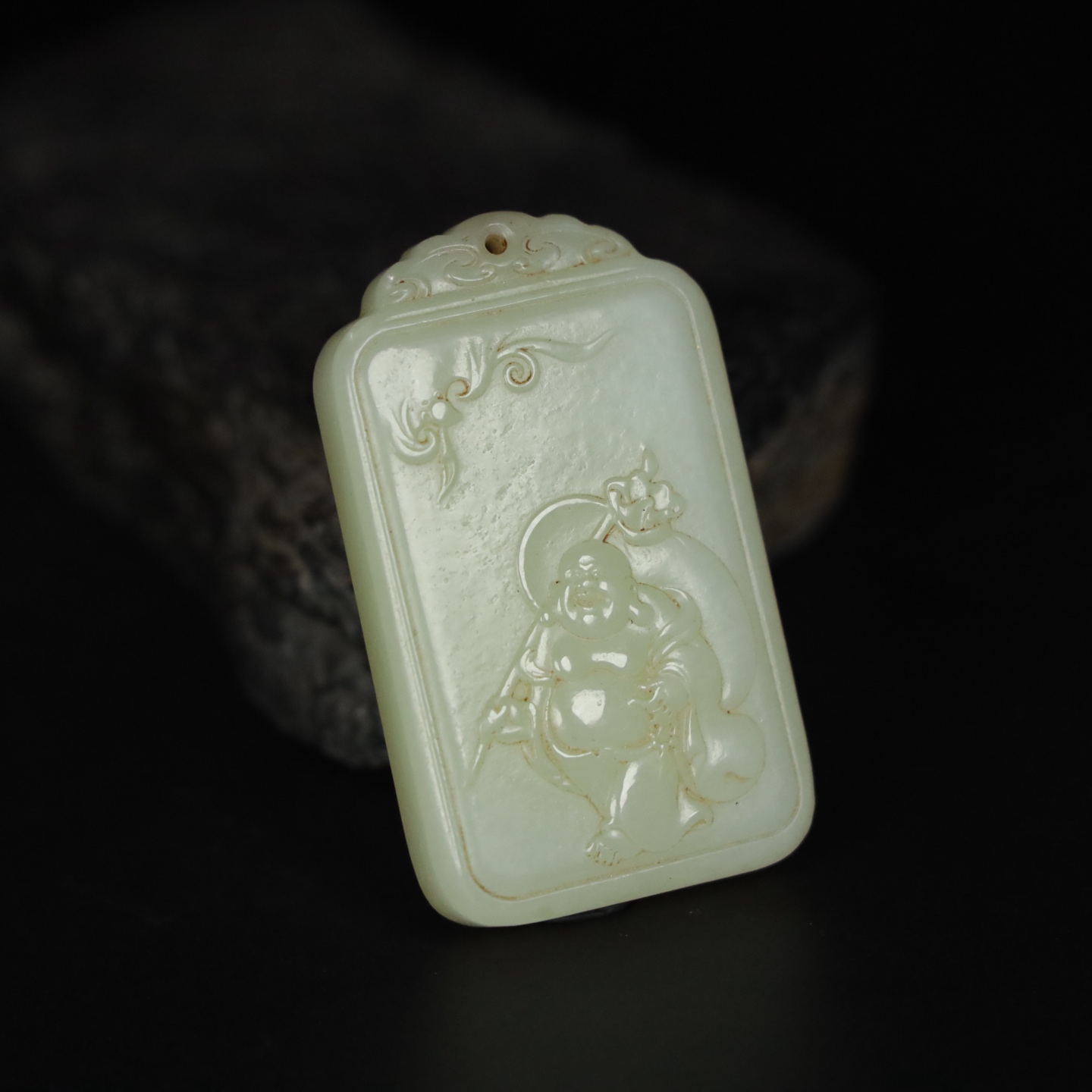 Chinese Natural Jade Carved Buddha Plaque
