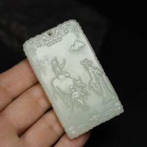 Chinese Natural Jade Carved Plaque
