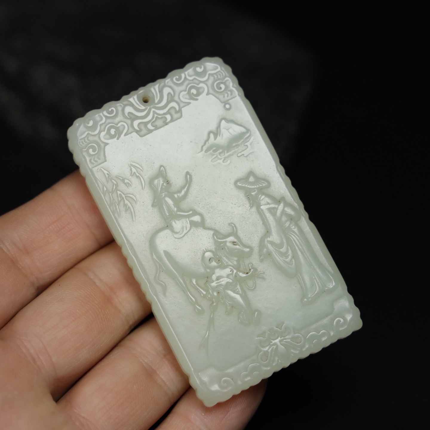 Chinese Natural Jade Carved Plaque