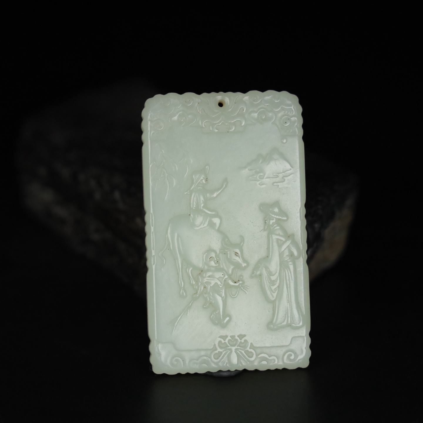 Chinese Natural Jade Carved Plaque