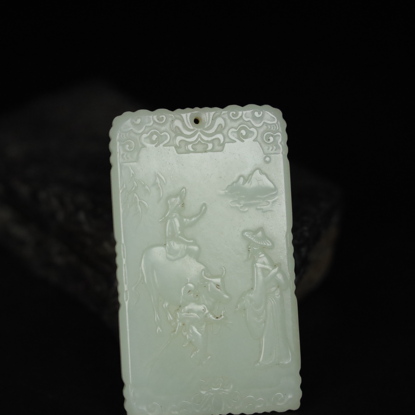 Chinese Natural Jade Carved Plaque