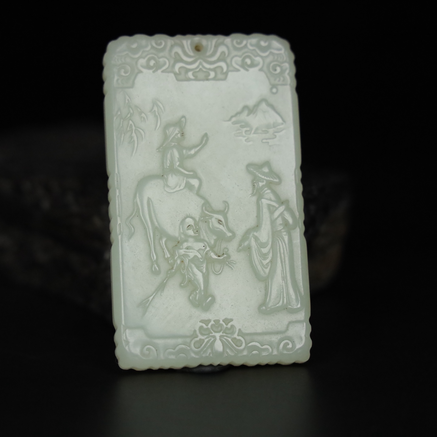 Chinese Natural Jade Carved Plaque