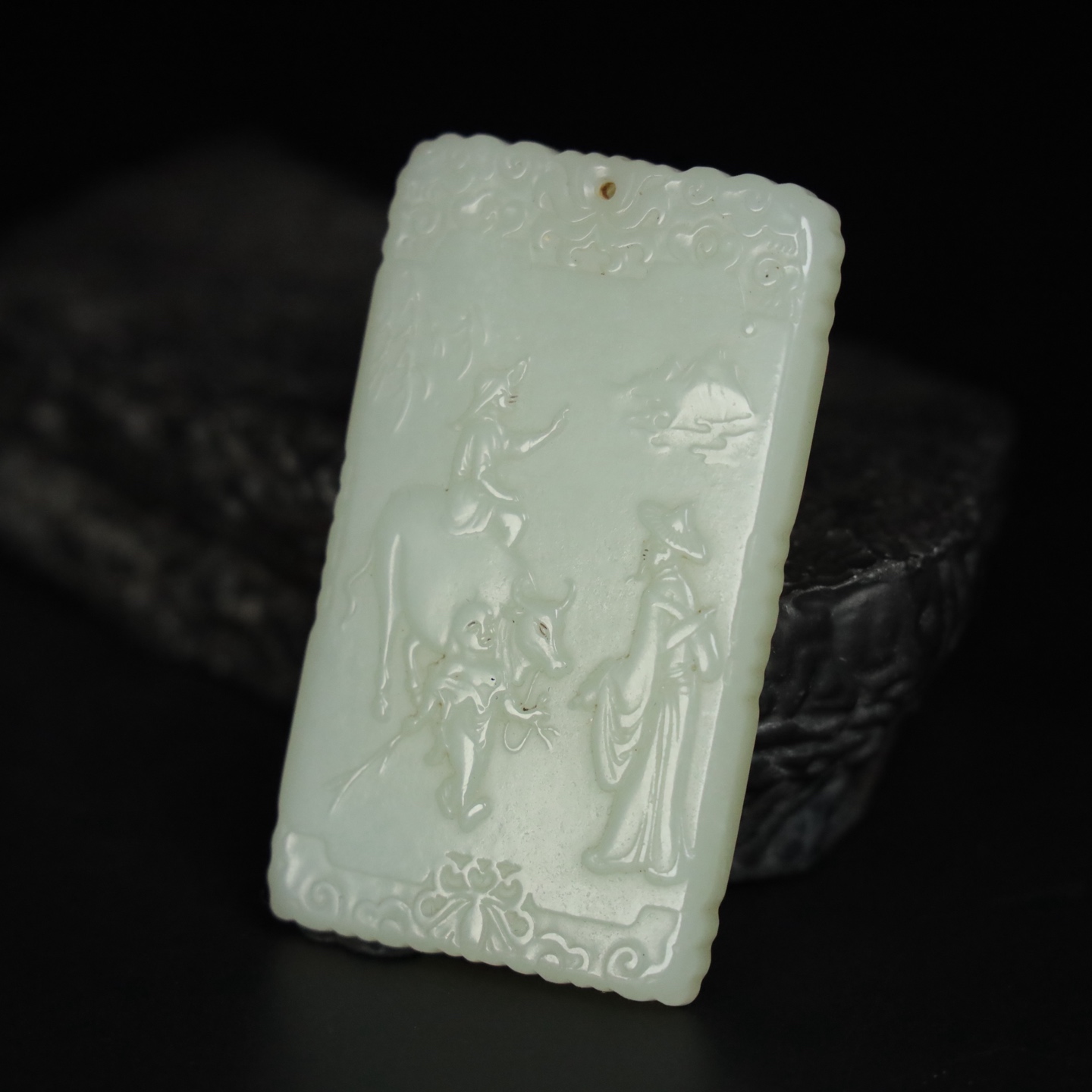 Chinese Natural Jade Carved Plaque