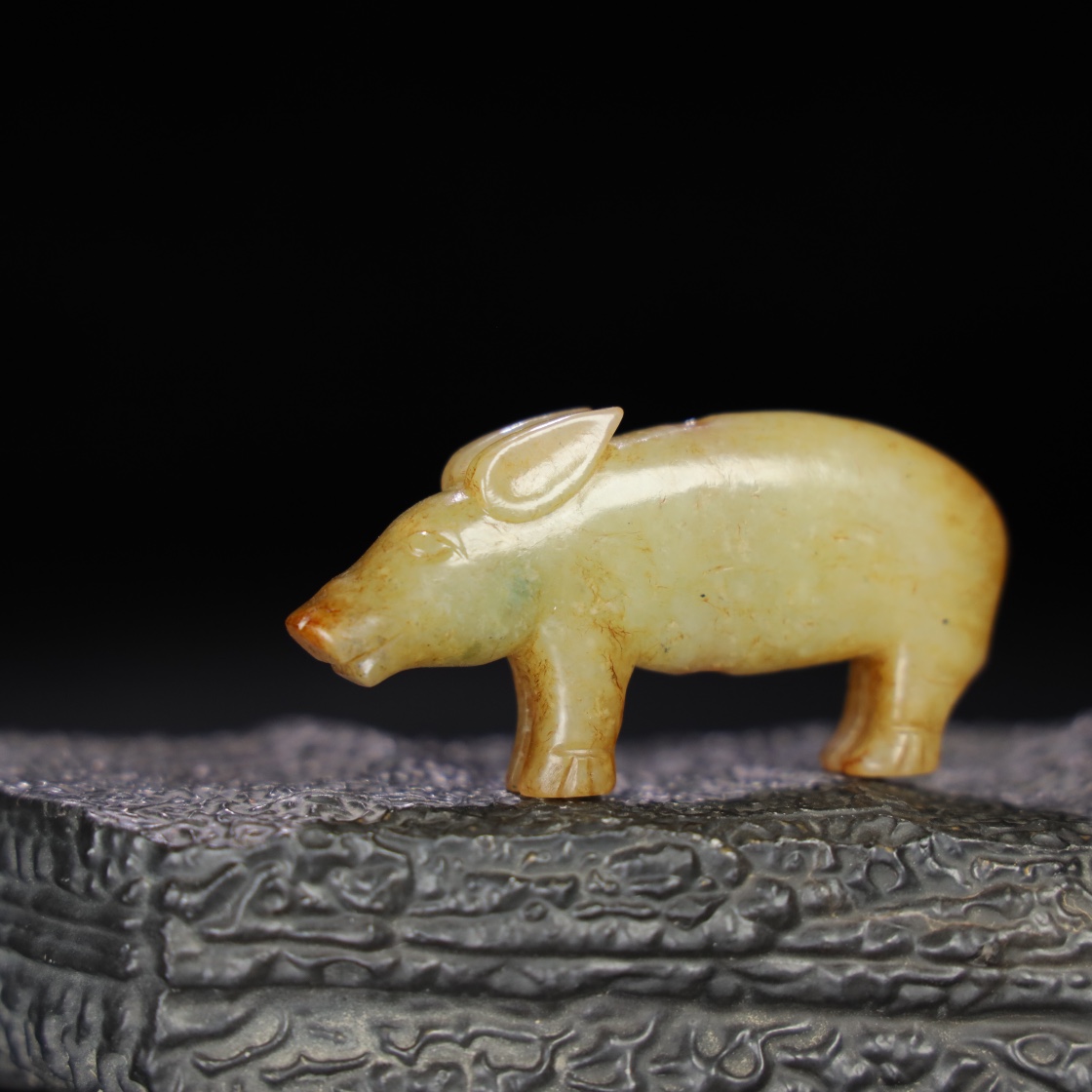 Chinese Natural Jade Carved Pig