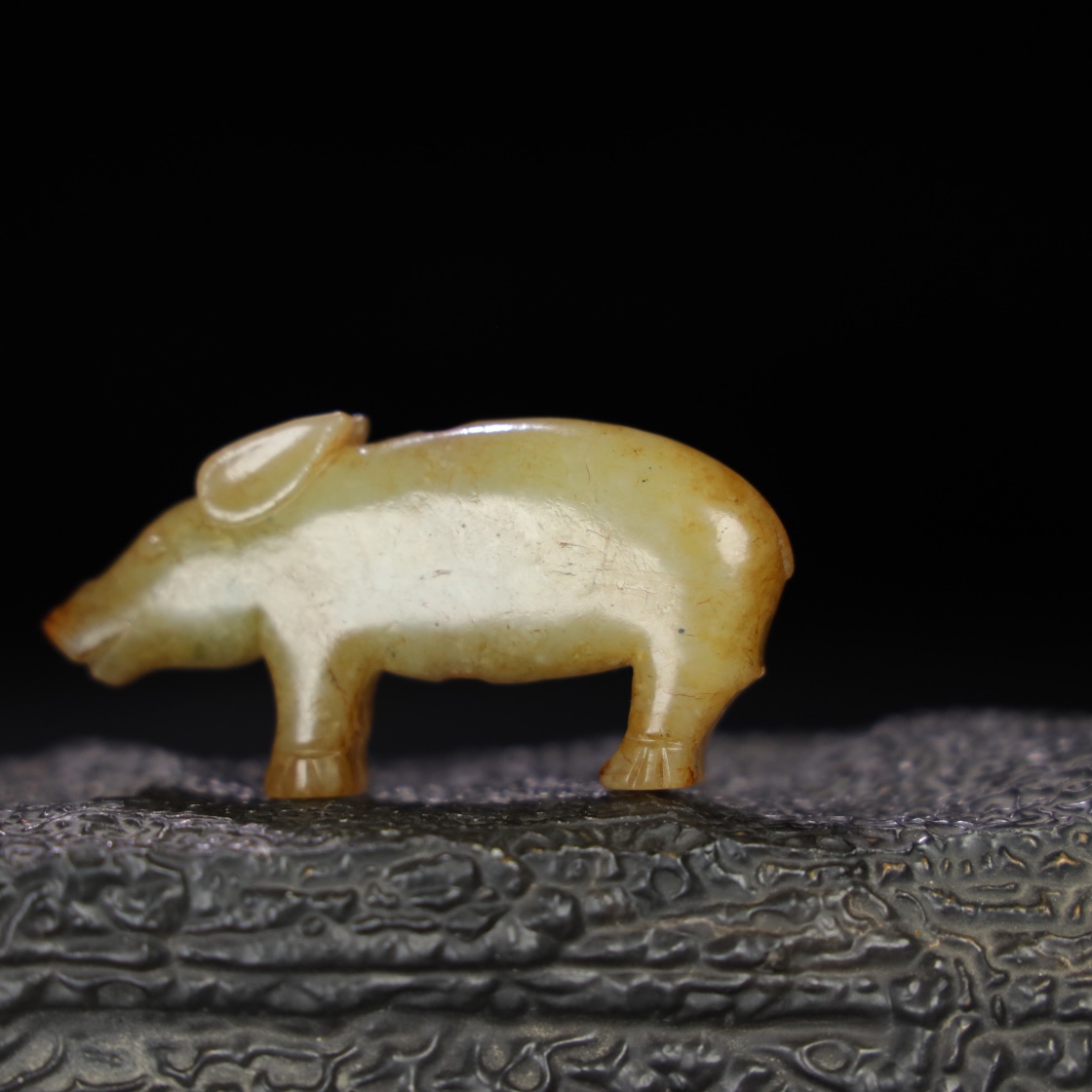 Chinese Natural Jade Carved Pig