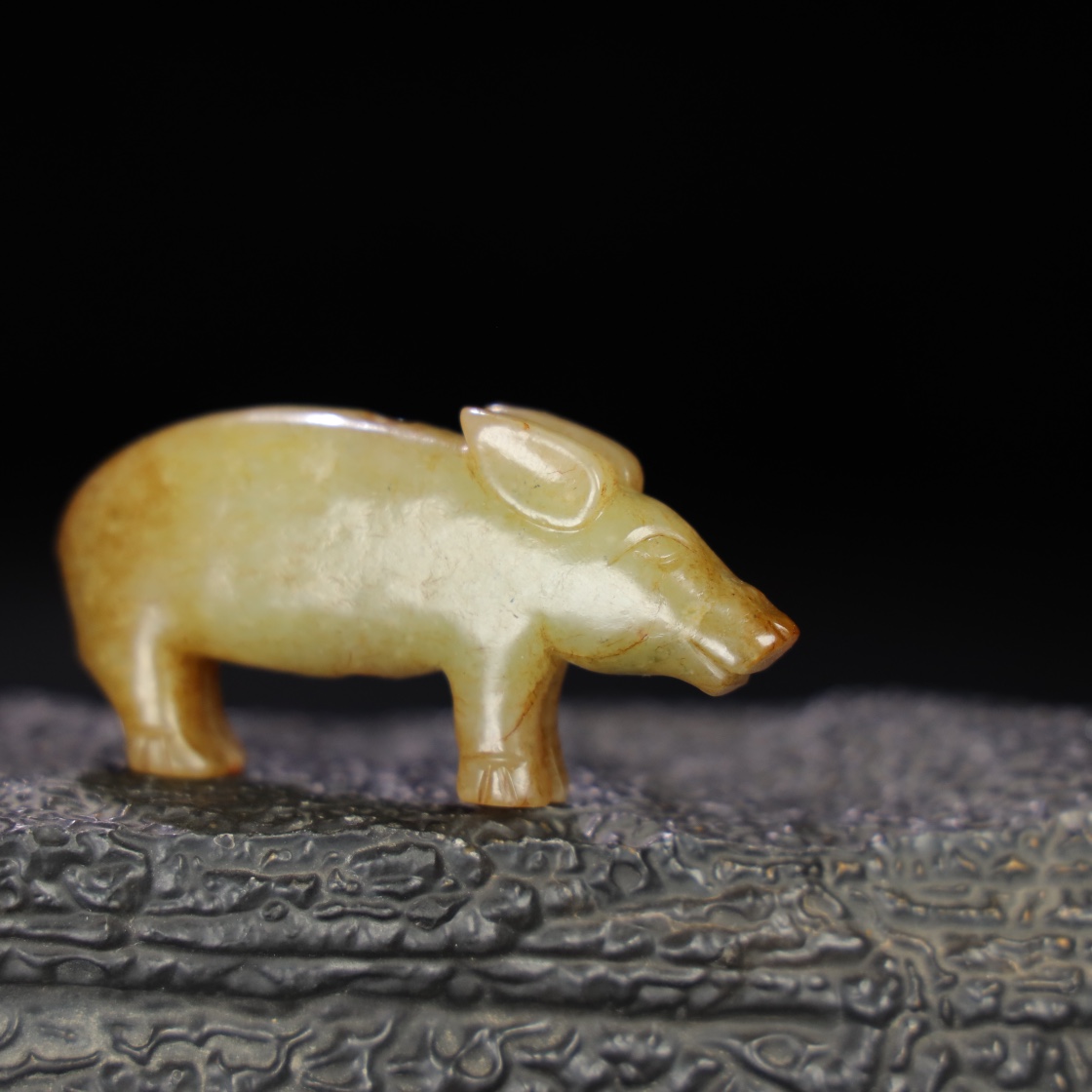 Chinese Natural Jade Carved Pig