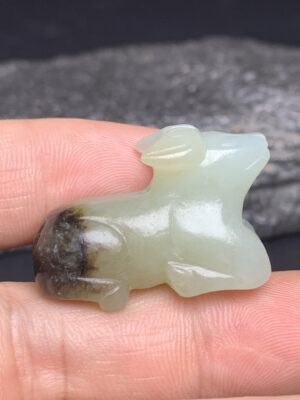 Chinese Natural Jade Carved Cow