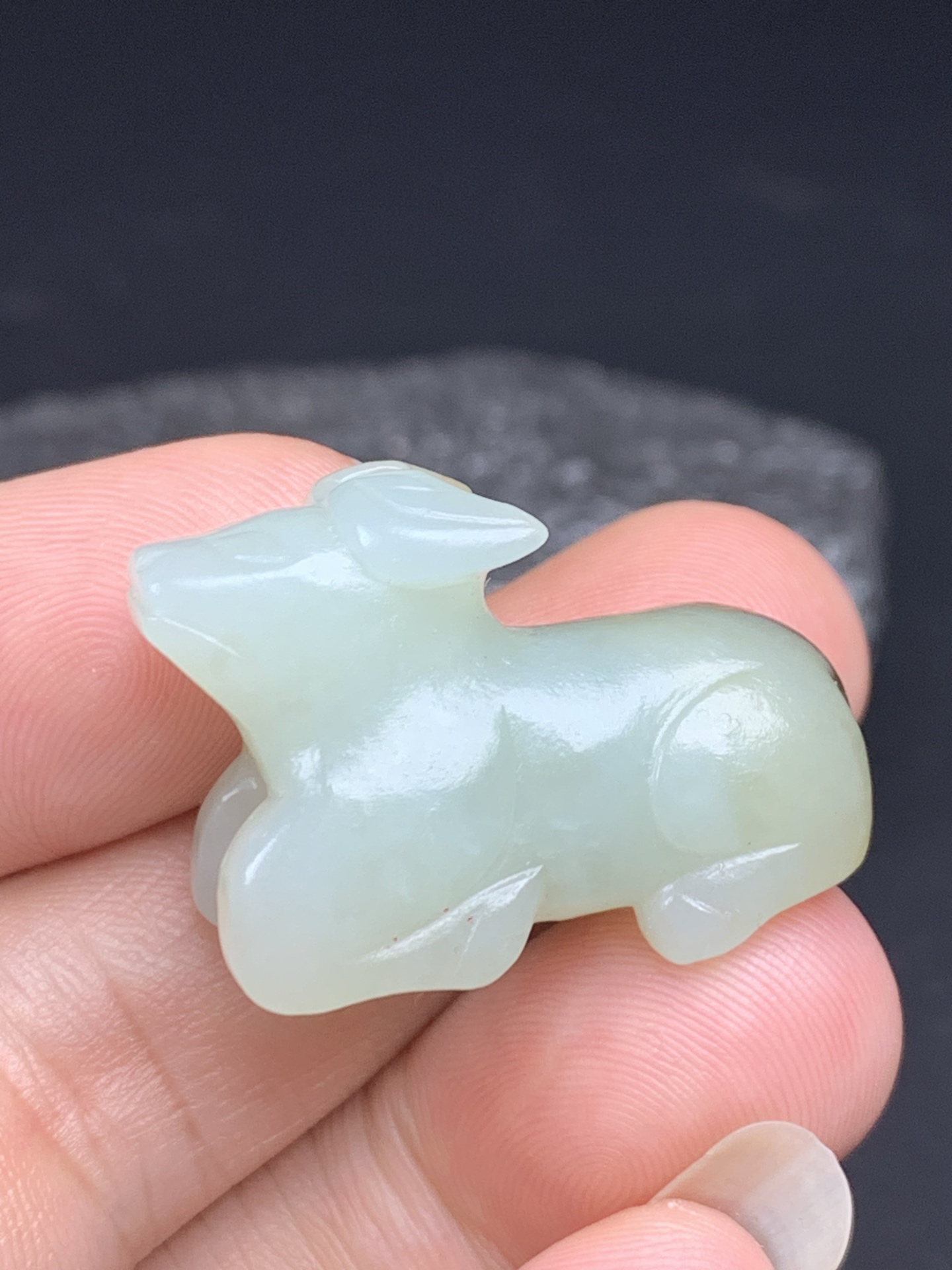 Chinese Natural Jade Carved Cow
