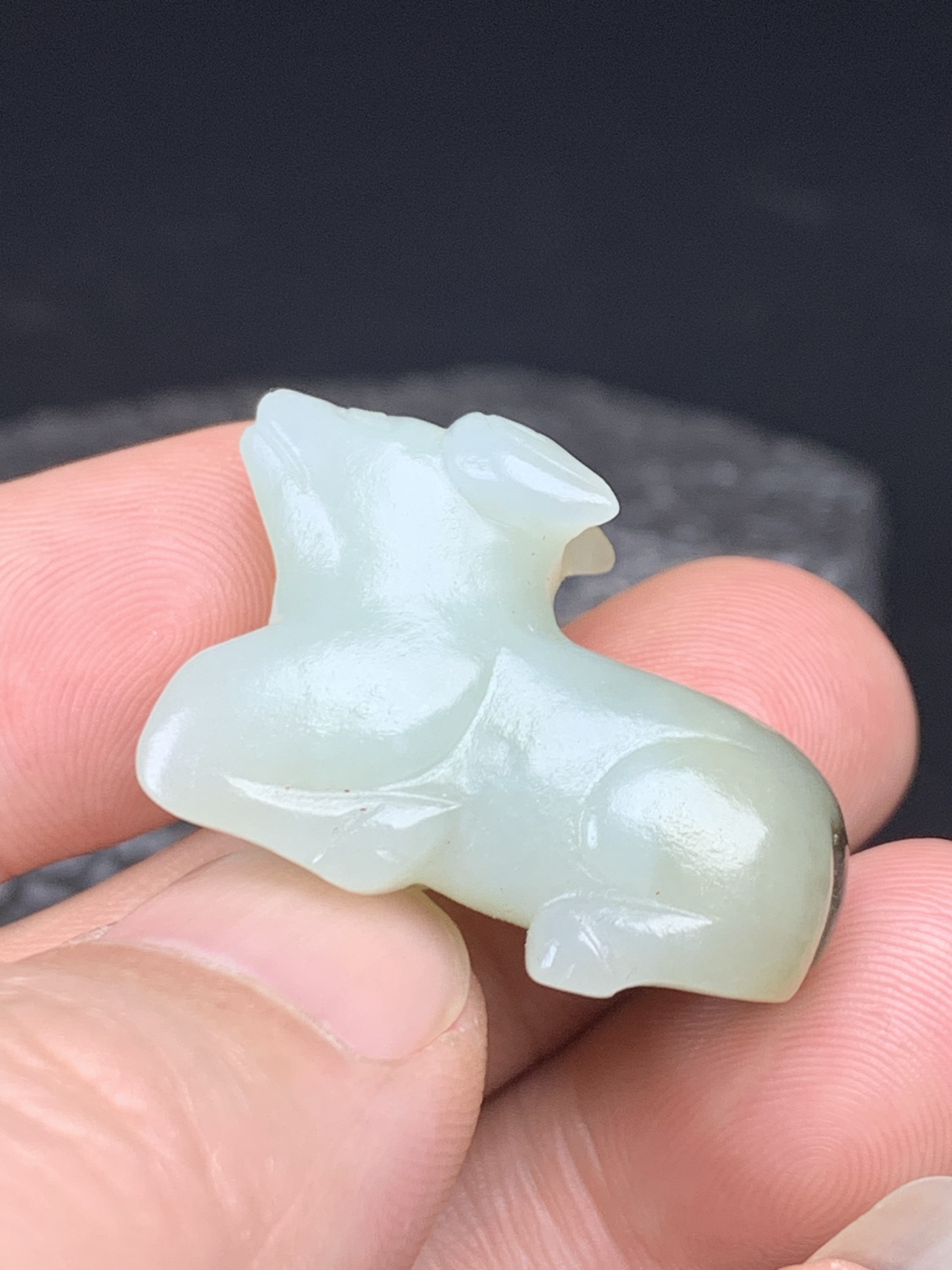 Chinese Natural Jade Carved Cow