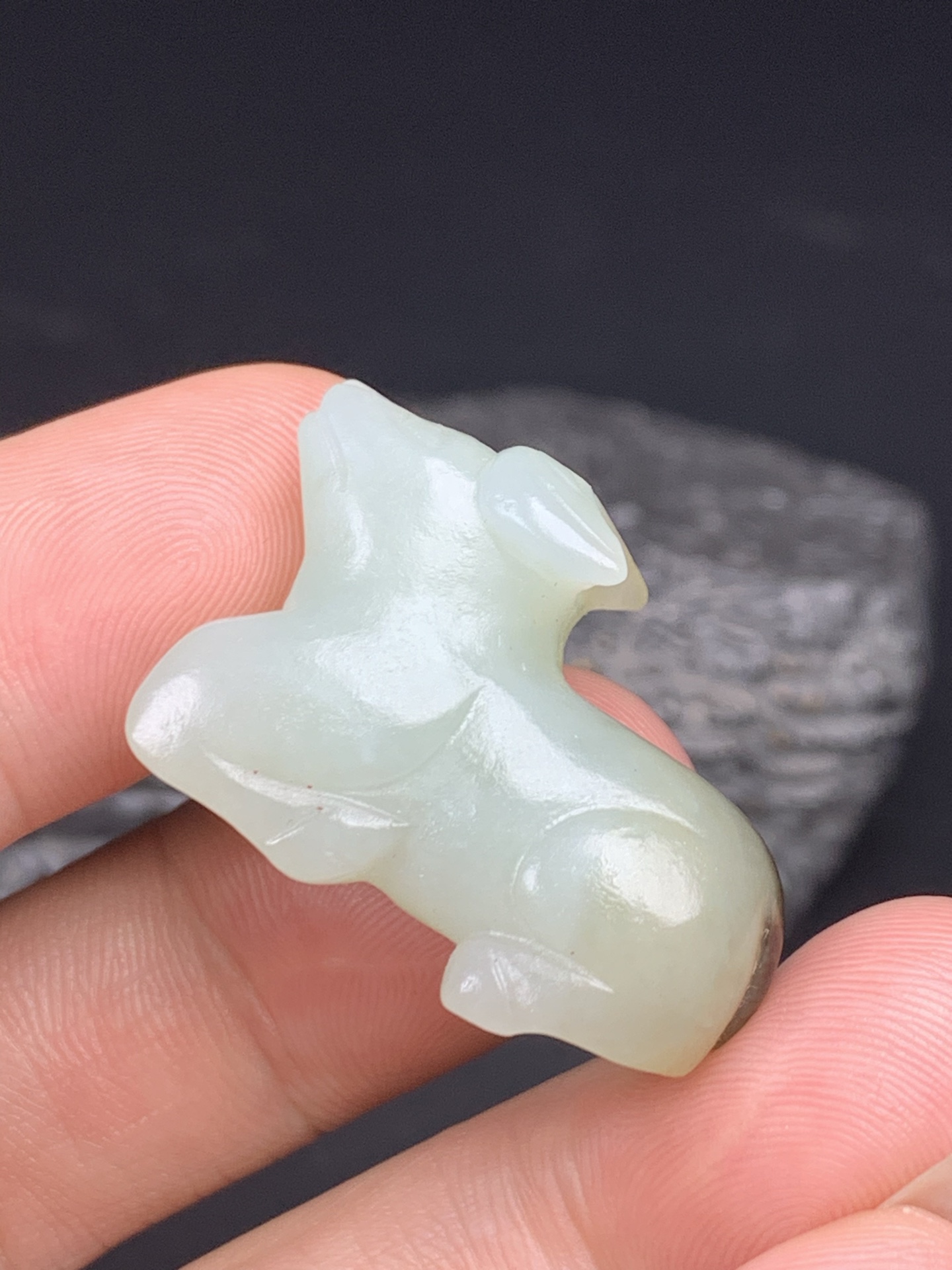Chinese Natural Jade Carved Cow