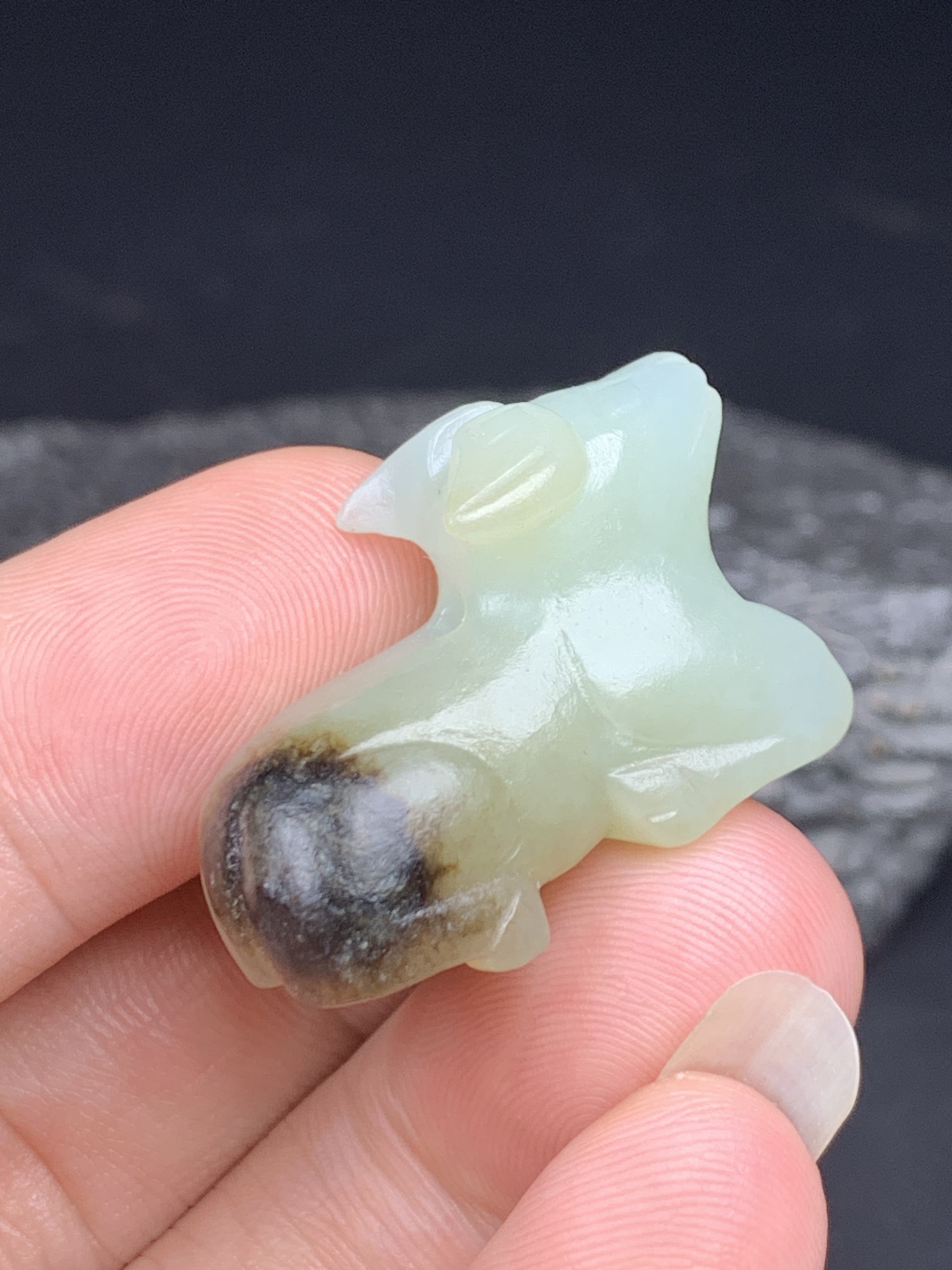 Chinese Natural Jade Carved Cow