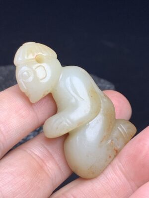 Chinese Natural Jade Carved Noblesse