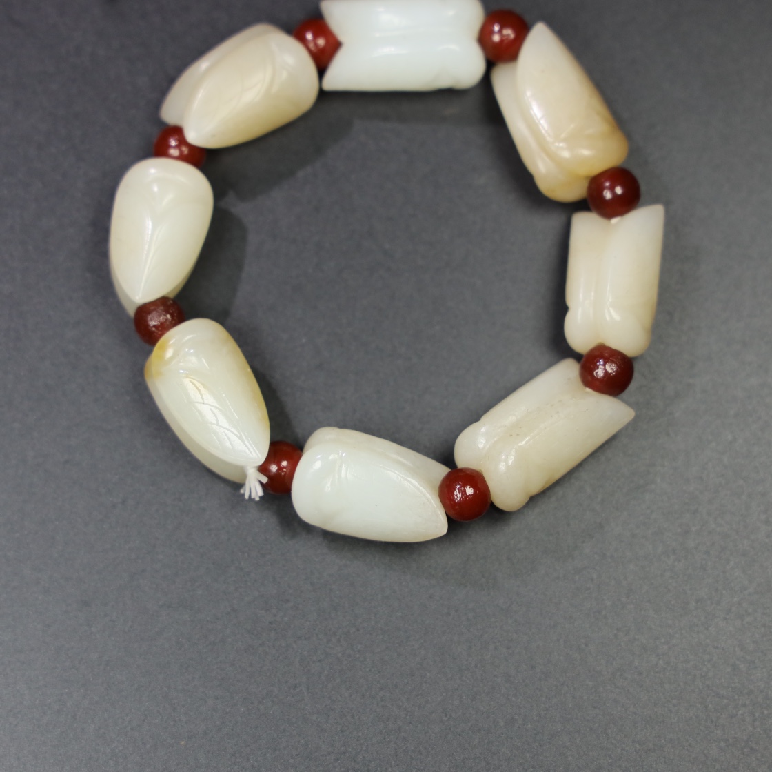 Chinese Natural Jade Carved Cicada Bracelet