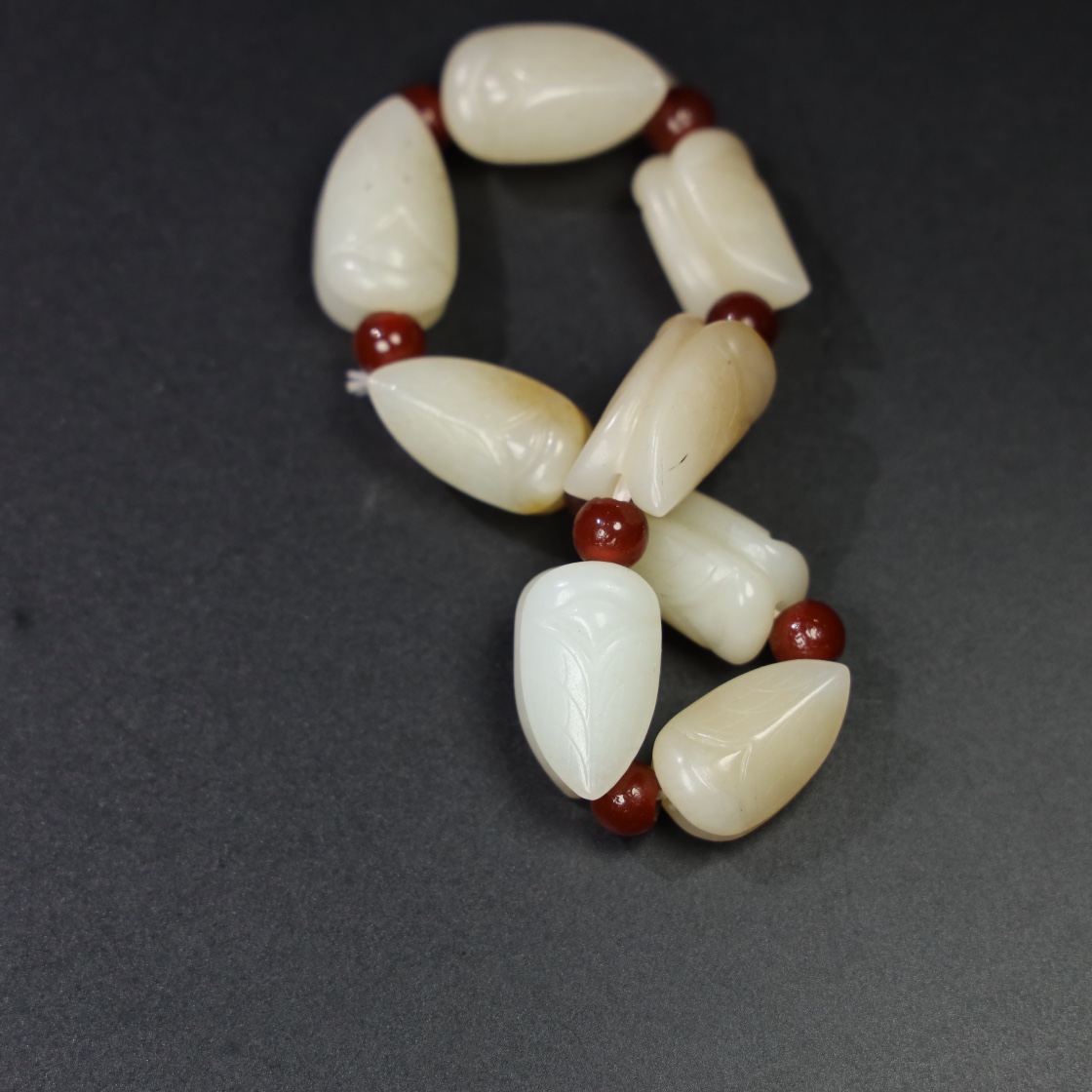 Chinese Natural Jade Carved Cicada Bracelet