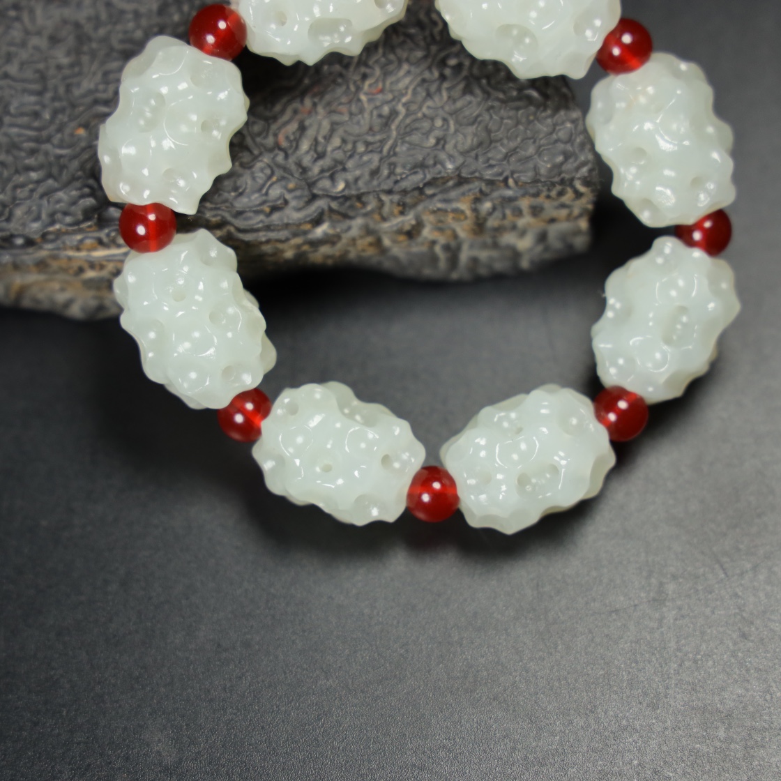 Chinese Natural Jade Carved Bracelet