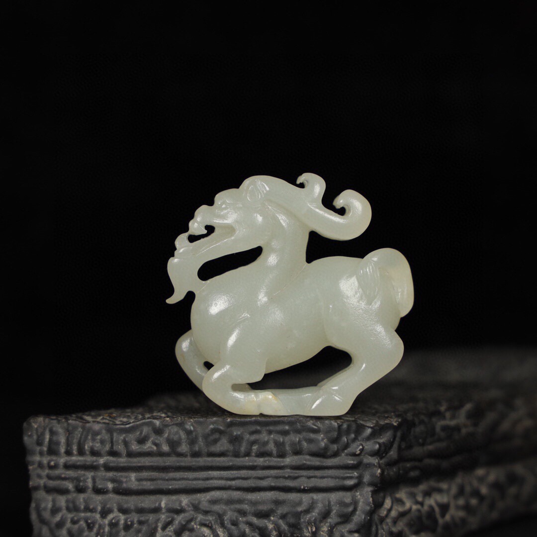 Chinese Natural Jade Carved Dragon Handles