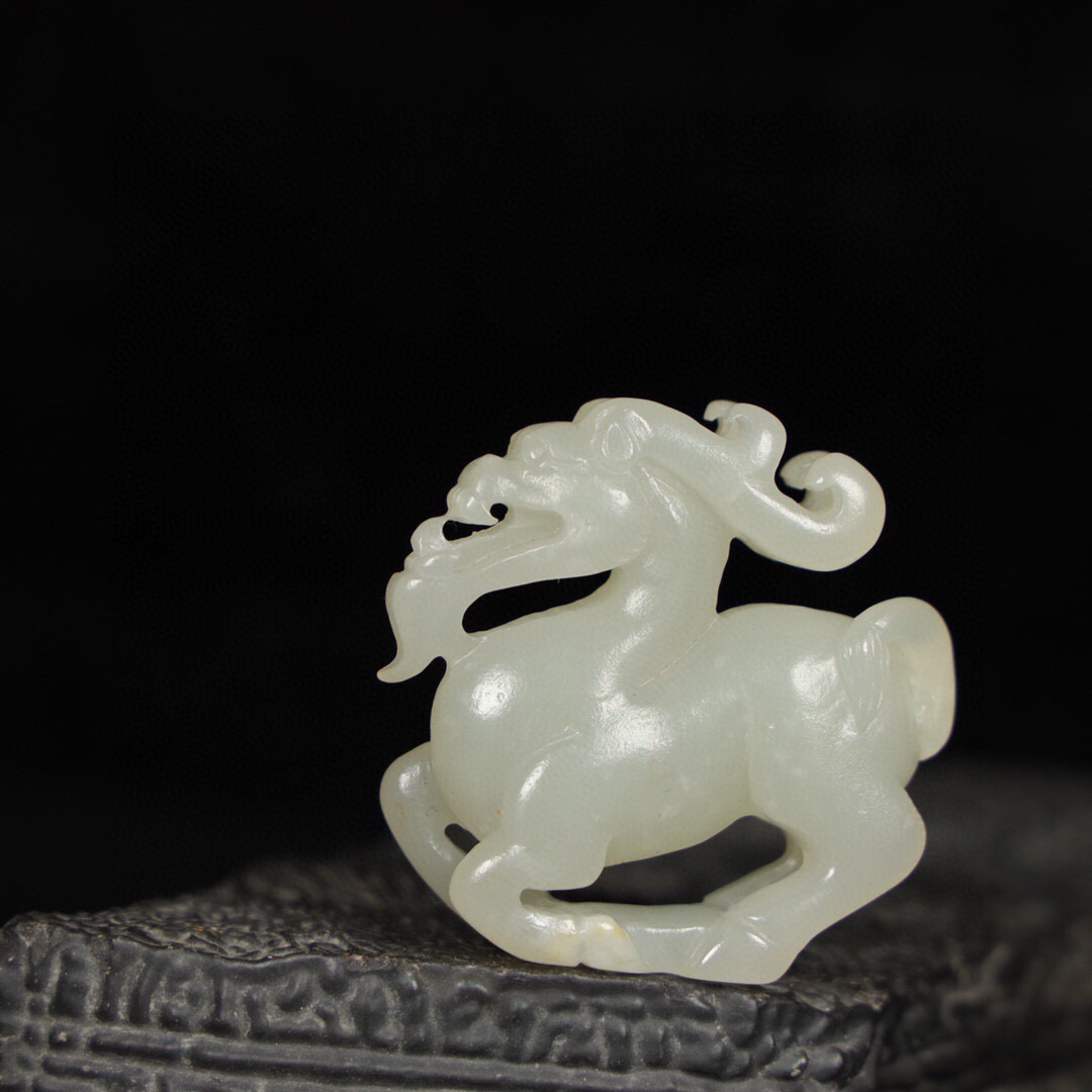 Chinese Natural Jade Carved Dragon Handles