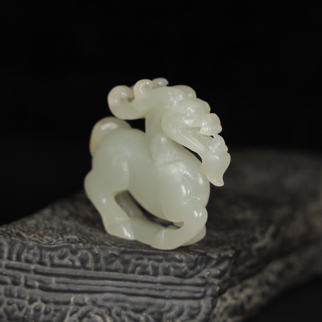 Chinese Natural Jade Carved Dragon Handles