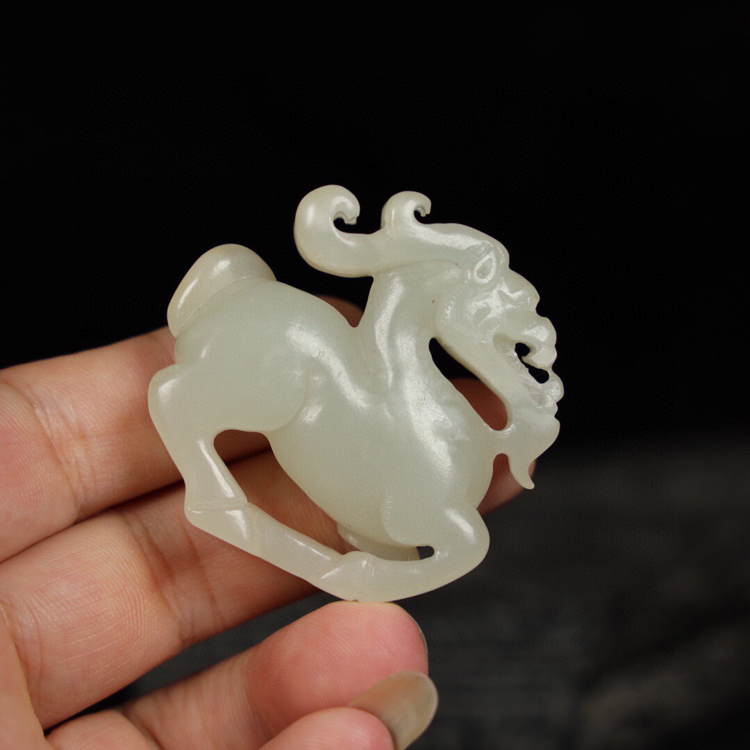 Chinese Natural Jade Carved Dragon Handles