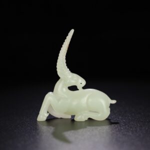 Chinese Natural Jade Carved Deer