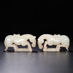 Chinese Natural Jade Carved Horses