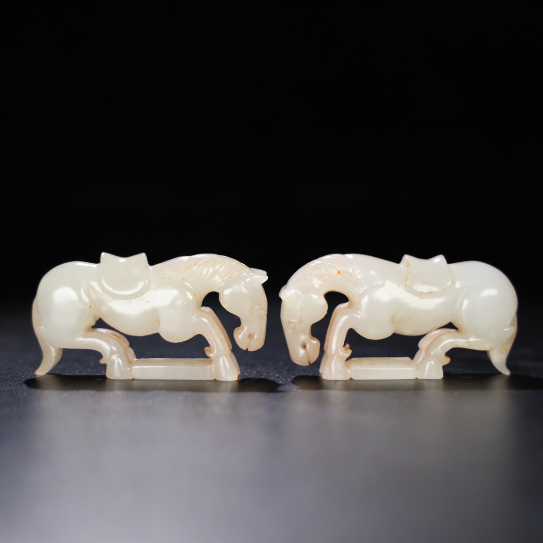 Chinese Natural Jade Carved Horses