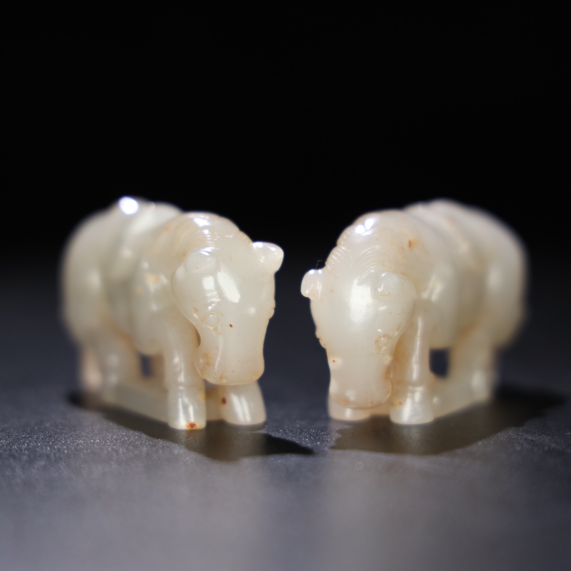 Chinese Natural Jade Carved Horses