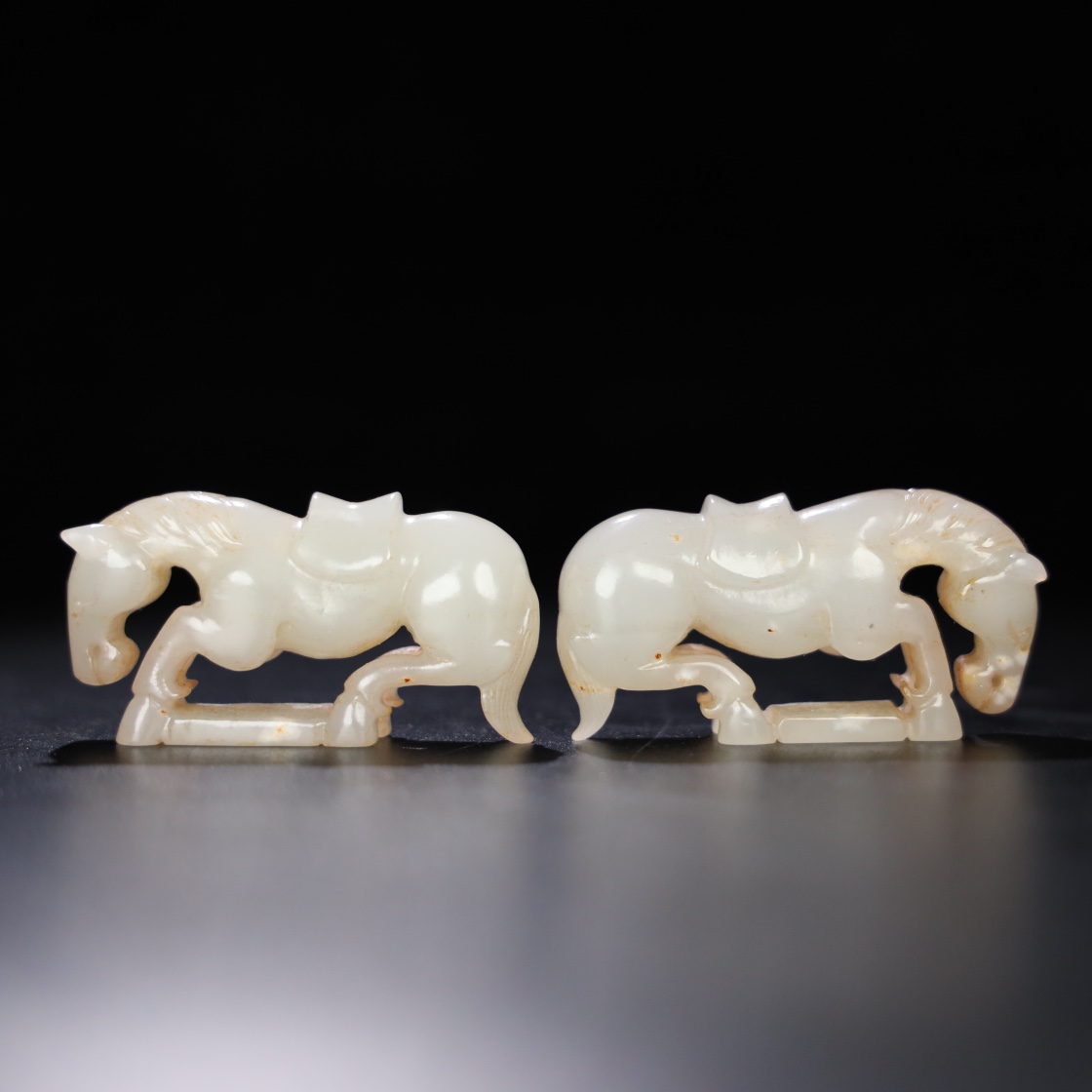 Chinese Natural Jade Carved Horses