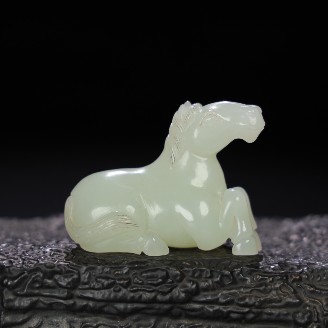 Chinese Natural Jade Carved Horses