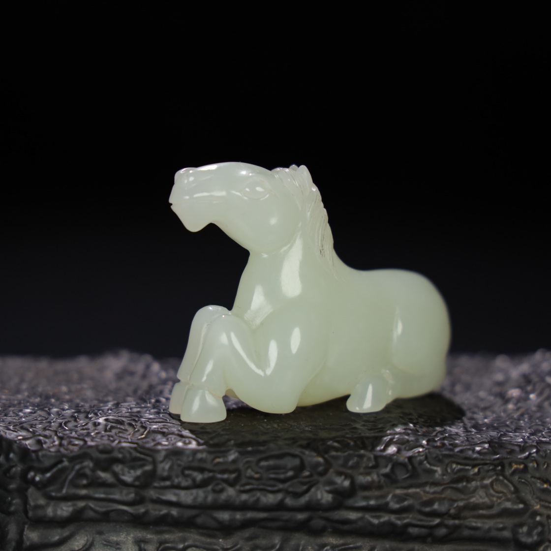 Chinese Natural Jade Carved Horses