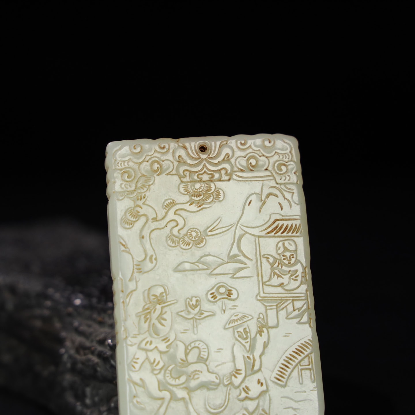 Chinese Natural Jade Carved Plaque
