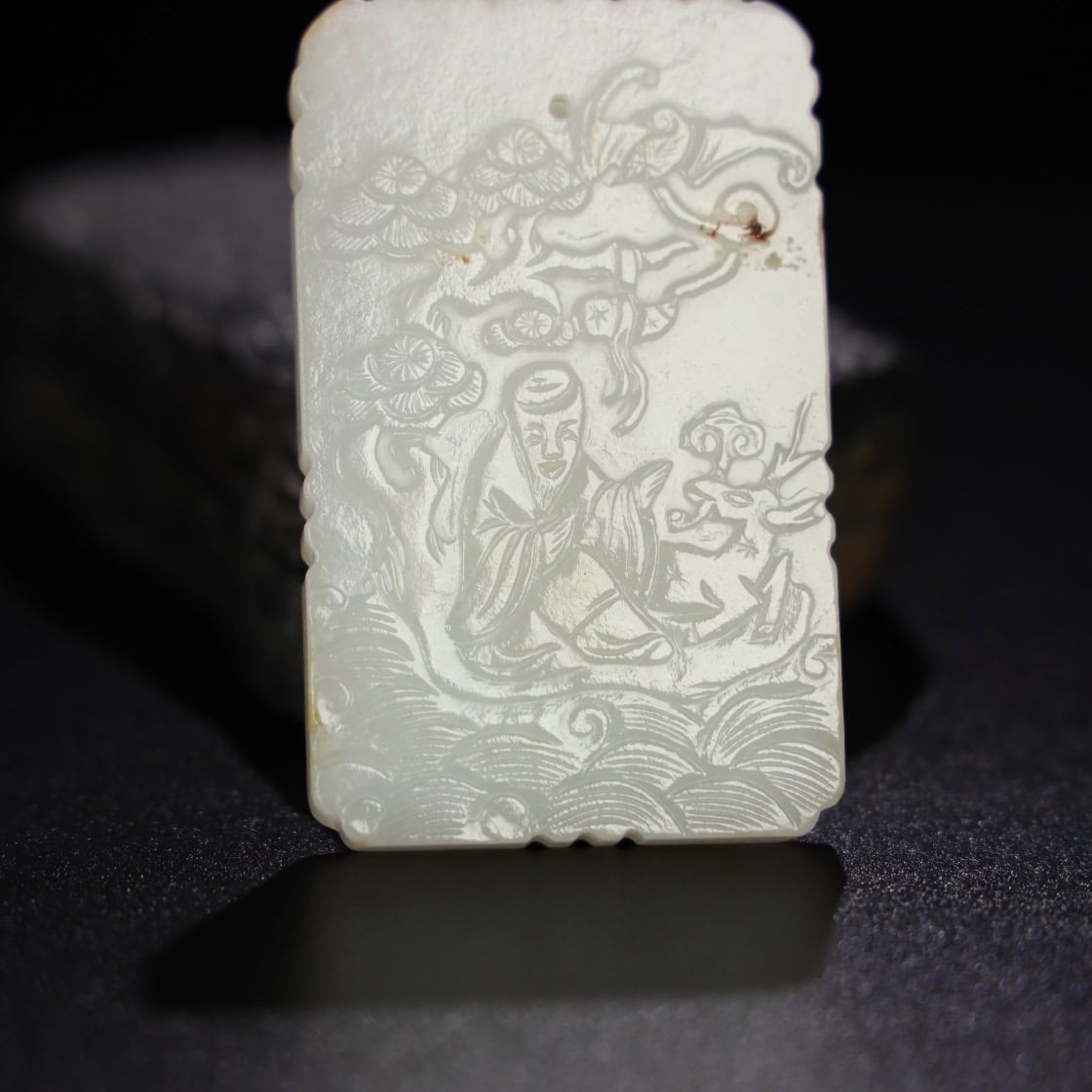 Chinese Natural Jade Carved Plaque